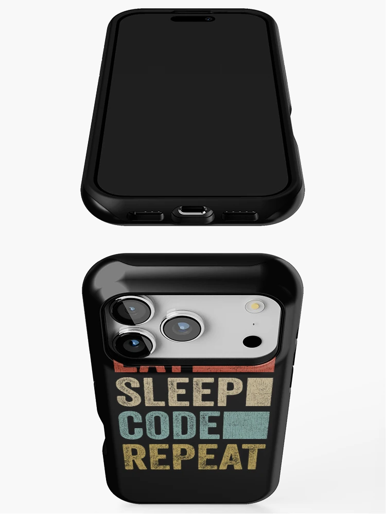 Thumbnail 3 of 4, iPhone Case, Software Developer Coder Retro Eat Sleep Code Repeat designed and sold by PandaPope.
