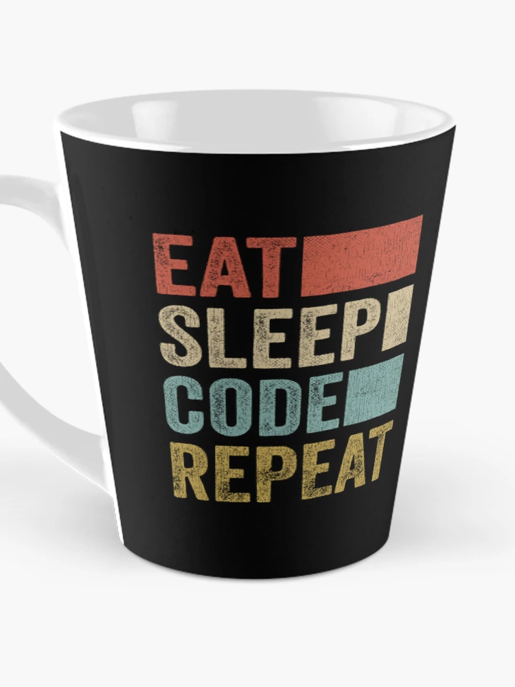Thumbnail 3 of 4, Coffee Mug, Software Developer Coder Retro Eat Sleep Code Repeat designed and sold by PandaPope.