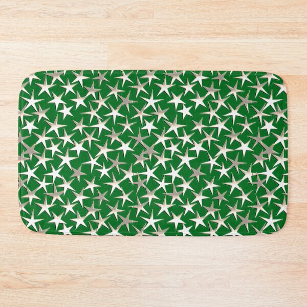 Item preview, Silver Metallic Textured Stars on Emerald Green  designed and sold by Marymarice.