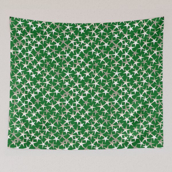Item preview, Silver Metallic Textured Stars on Emerald Green  designed and sold by Marymarice.