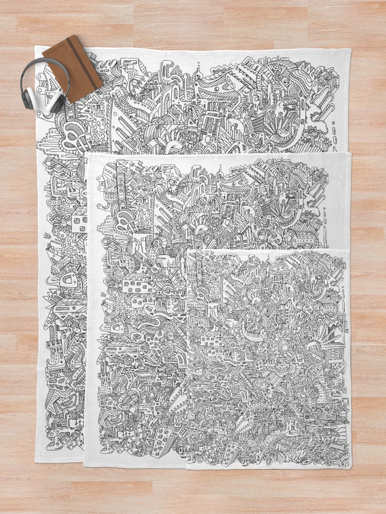 Thumbnail 5 of 6, Throw Blanket, Abstract Line Design designed and sold by Drawlander.