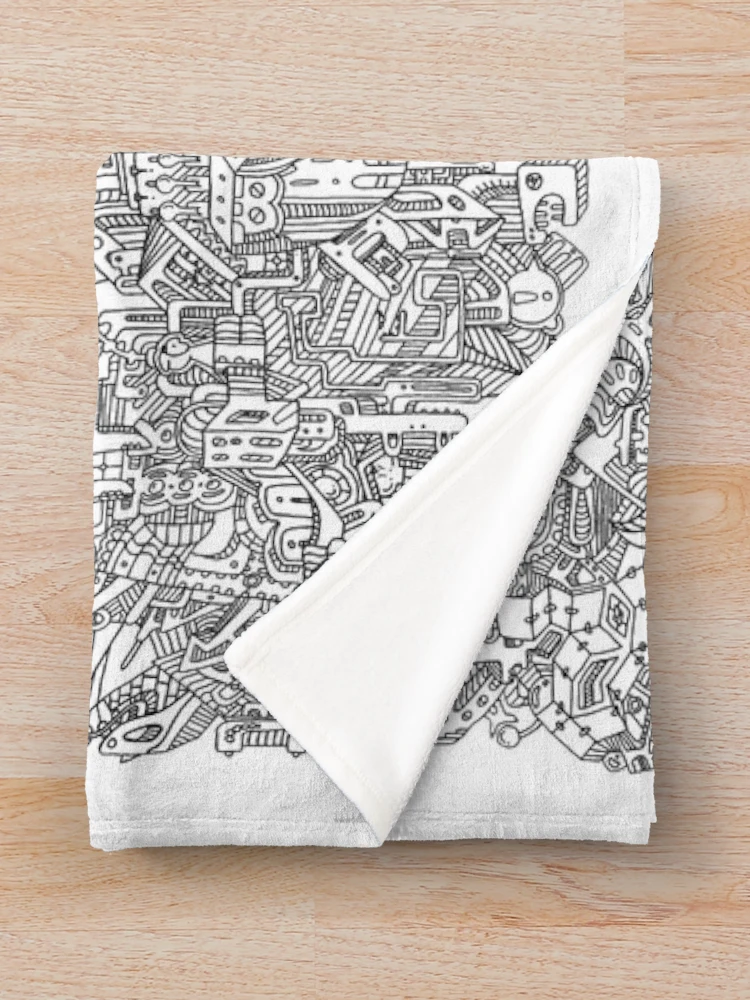 Thumbnail 3 of 6, Throw Blanket, Abstract Line Design designed and sold by Drawlander.
