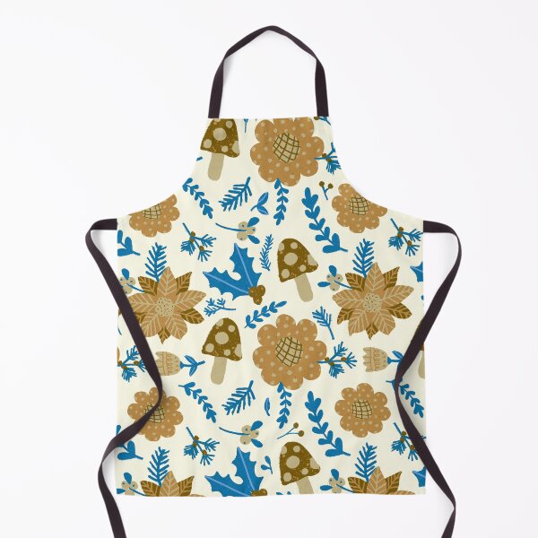 Item preview, Mushrooms, flowers and leaves pattern -Christmas retro vibes designed and sold by IlustraDeni.