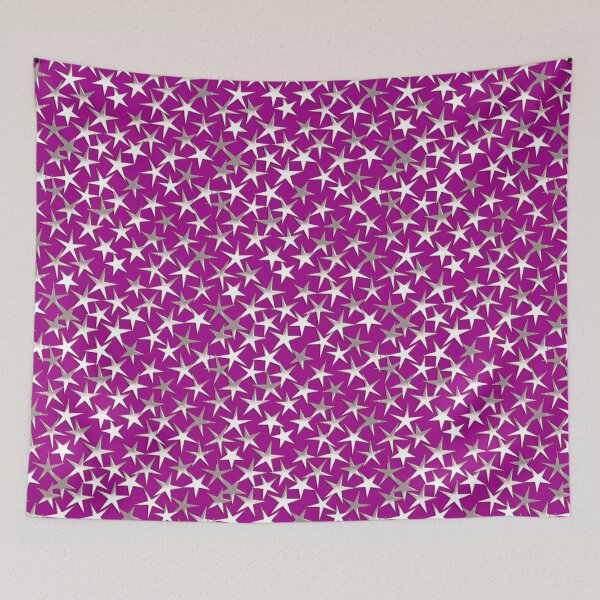 Item preview, Silver Metallic Textured Stars on Amethyst Purple designed and sold by Marymarice.
