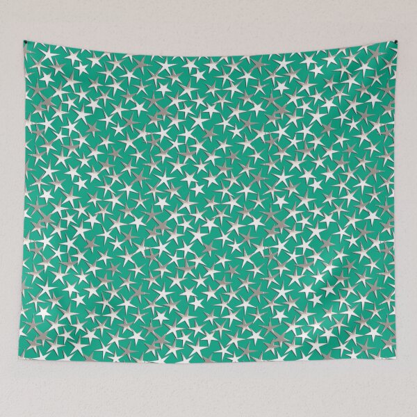 Item preview, Silver Metallic Textured Stars on Turquoise designed and sold by Marymarice.