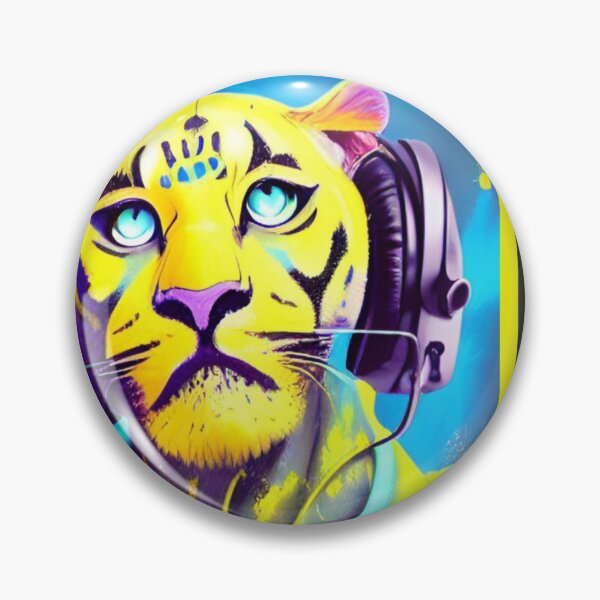 Item preview, POP DESIGN - Yellow tiger with music headphones designed and sold by GemaPopera.