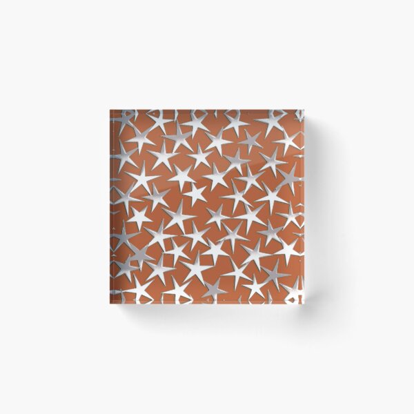Item preview, Silver Metallic Textured Stars on Rust Brown  designed and sold by Marymarice.