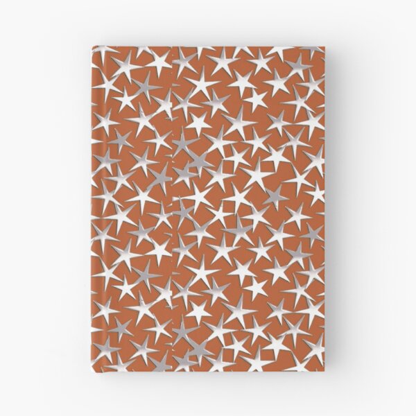 Item preview, Silver Metallic Textured Stars on Rust Brown  designed and sold by Marymarice.
