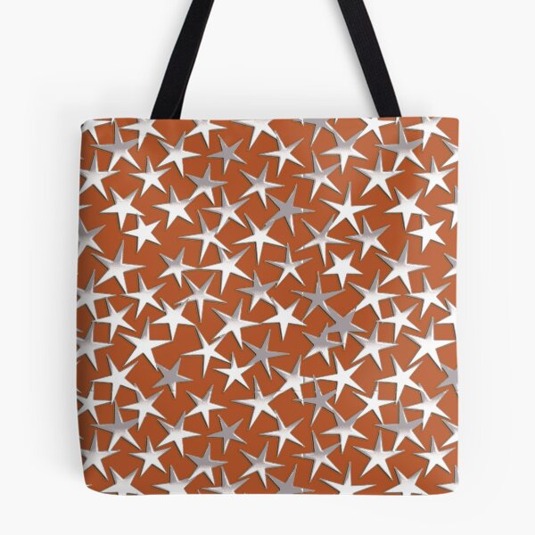 Item preview, Silver Metallic Textured Stars on Rust Brown  designed and sold by Marymarice.