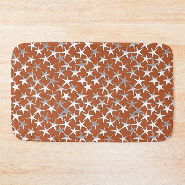 Item preview, Silver Metallic Textured Stars on Rust Brown  designed and sold by Marymarice.