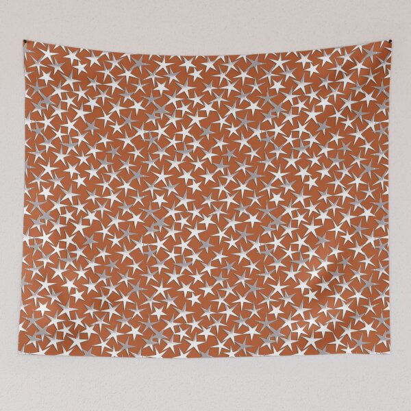 Item preview, Silver Metallic Textured Stars on Rust Brown  designed and sold by Marymarice.