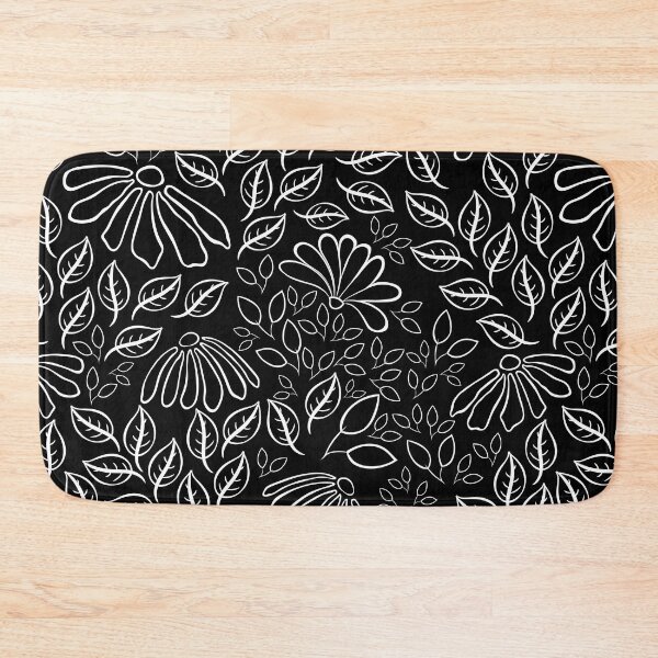 Item preview, black and white seamless repeat floral texture pattern design designed and sold by DesignsByMadiha.
