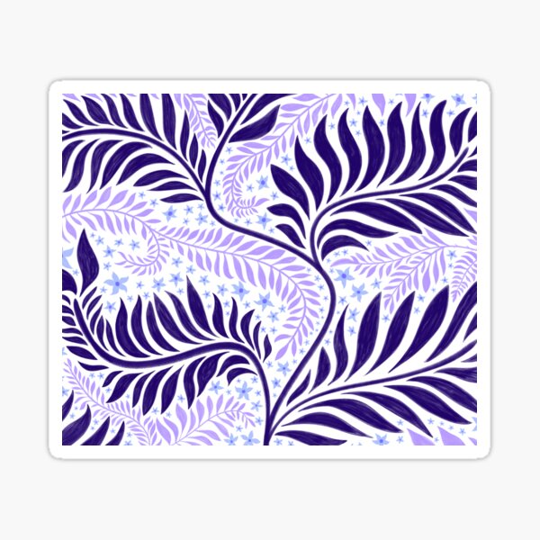 White, Violet, Eggplant and Periwinkle Floral Design. Sticker