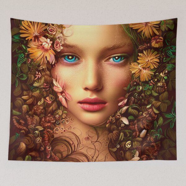 Item preview, Art Illustration Girl with Flowers Twenty Five designed and sold by I-Dream-Designs.