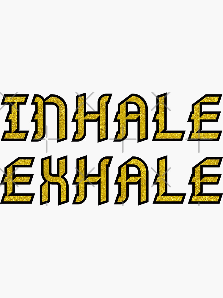 "Inhale exhale gold glitter mental health message" Sticker for Sale by