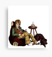 Remus, Tea, Black Dog, Colour Canvas Print