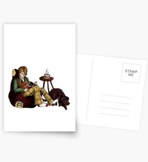 Remus, Tea, Black Dog, Colour Postcards