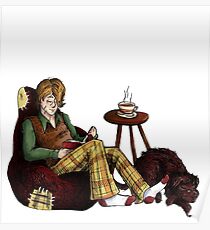 Remus, Tea, Black Dog, Colour Poster