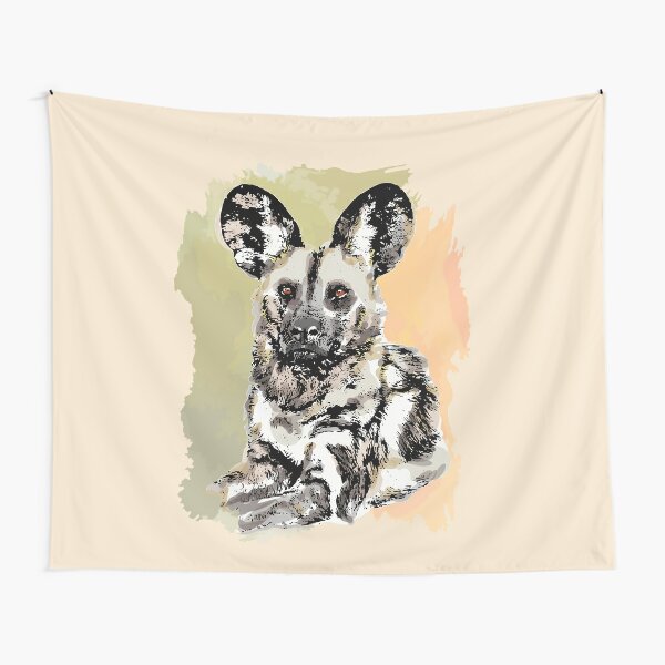 Painted Dog Watercolor on Splash of Color for Painted Dog Fans Tapestry