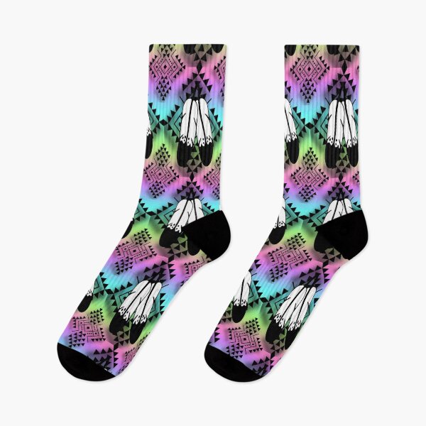 Item preview, Pastel Gradient / Black Double Feather Native Print designed and sold by JMWCD.