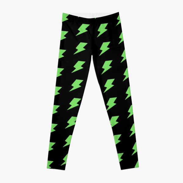 Black Neon Green Lightning Bolt Leggings