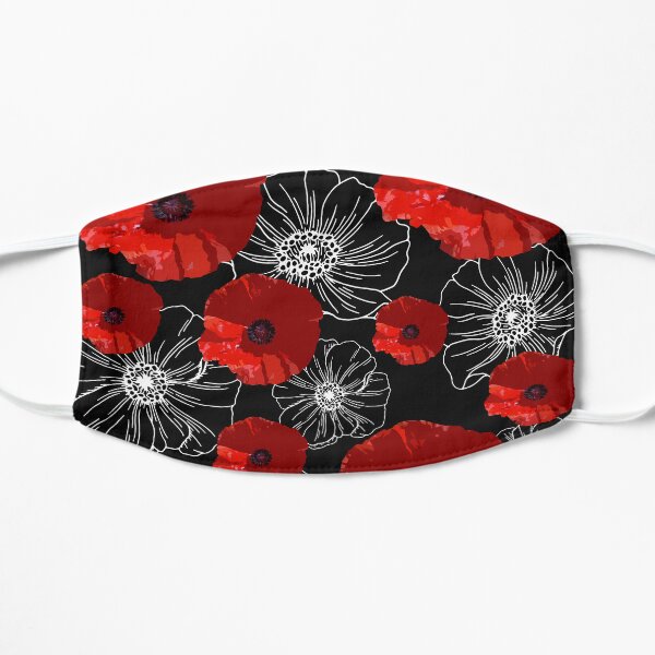 Poppy RED Pattern Flat Mask