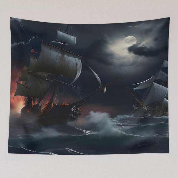 Item preview, Pirate Ship Battles At Night In A Storm designed and sold by john-ess.