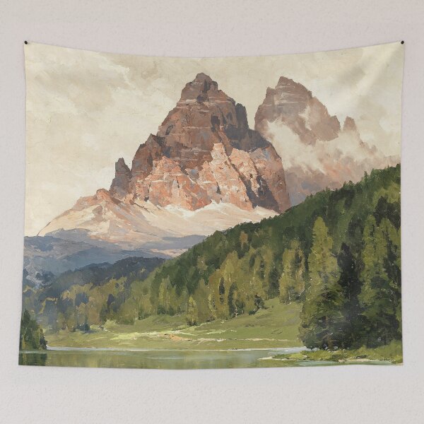 Item preview, Lake Misurina with Tre Cime di Lavaredo | Hans Maurus | 1940 Italian Nature Art designed and sold by CJET.