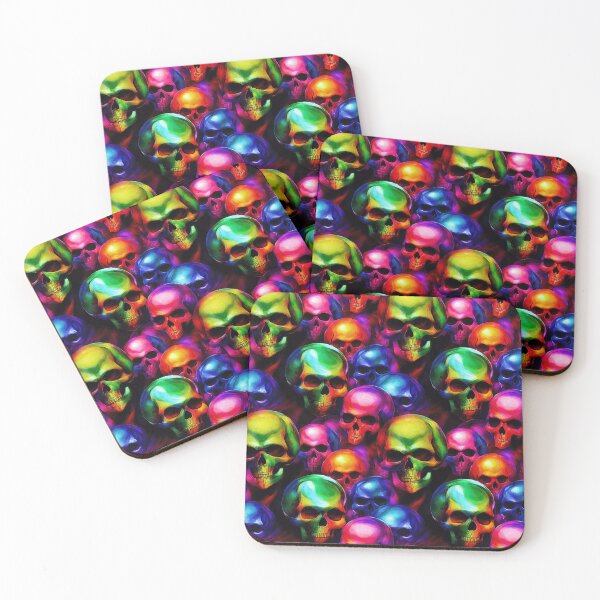 Item preview, Neon Rainbow Skulls designed and sold by Unicorn Trainwreck.