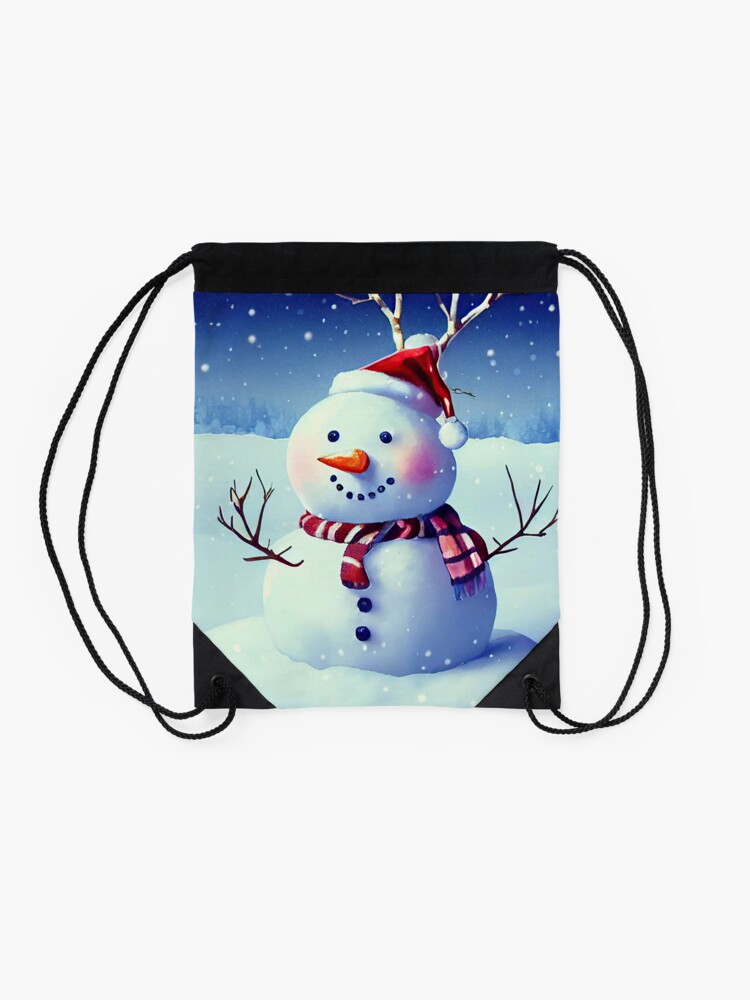 Disover Cute Christmas Snowman Drawstring Bag