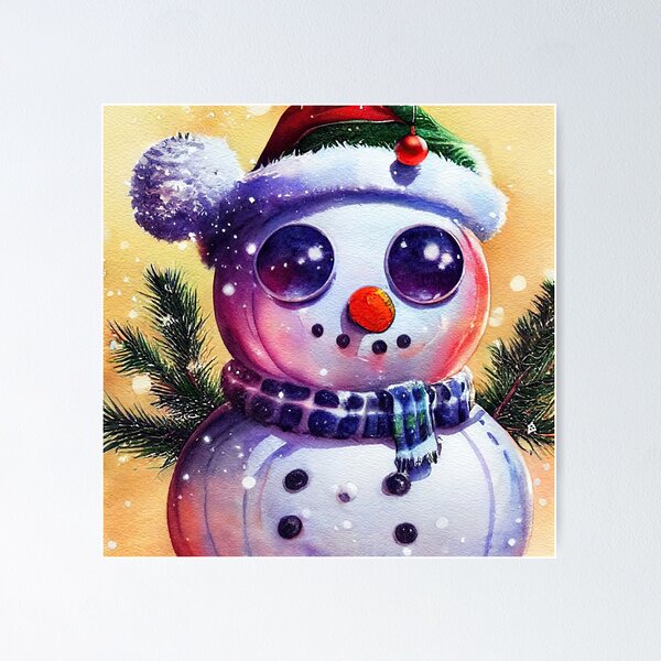 snowman figure cute winter Poster, Wallpaper Paper Print