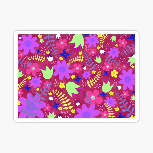 Royal Purple, Violet, Magenta and Lime Floral Design. Sticker
