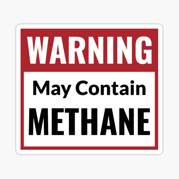 "Warning May contain Methane Funny fart flatulence gag" Sticker for