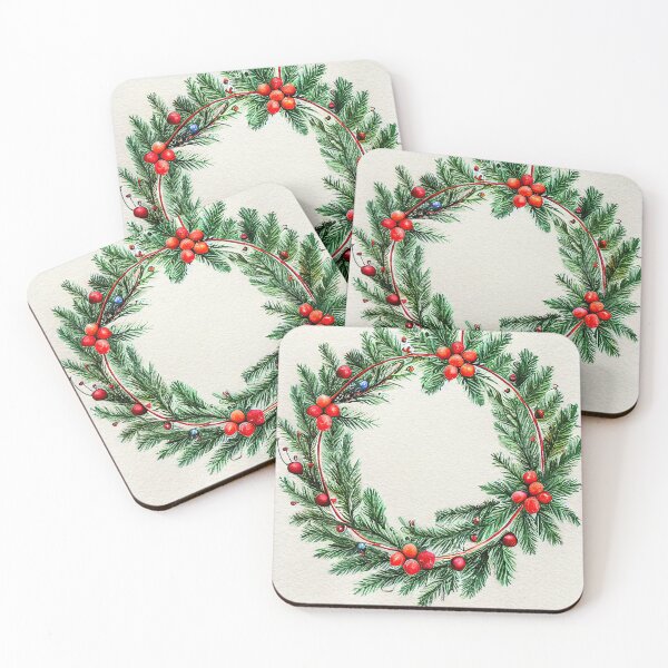 Item preview, Christmas wreath watercolor designed and sold by art8085.