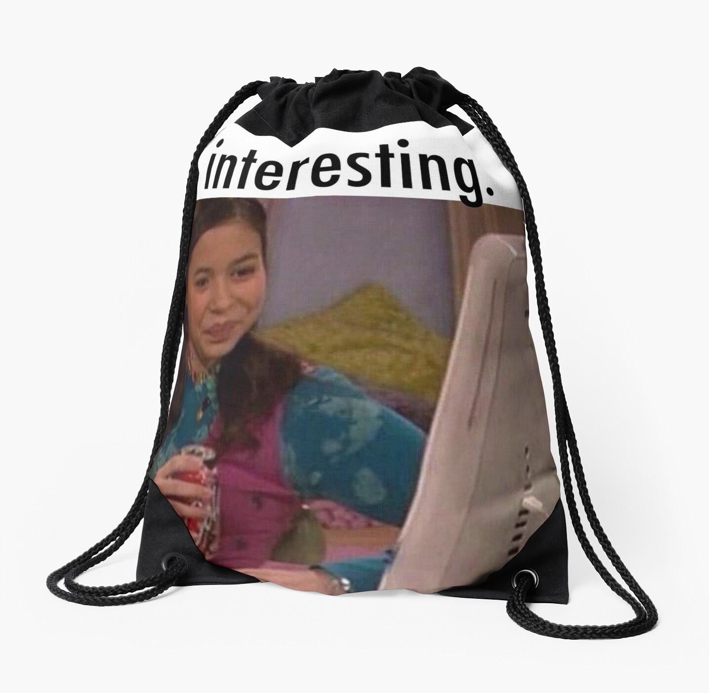 MEGAN INTERESTING MEME DRAKE JOSH Drawstring Bags By