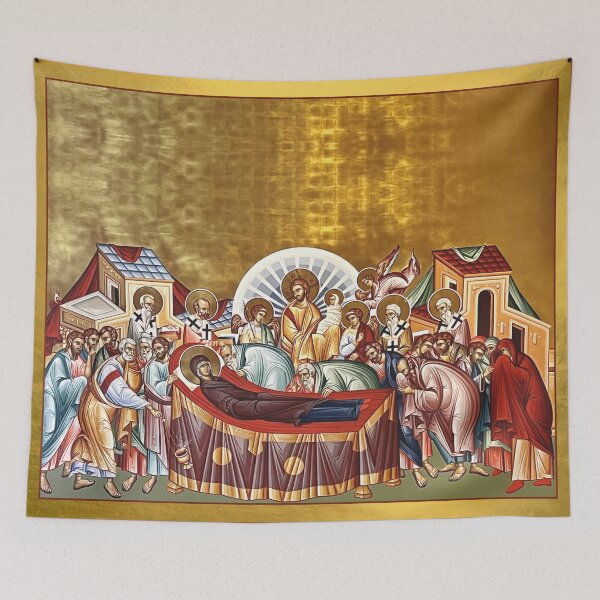 Item preview, Dormition of the Theotokos Icon Gold Byzantine Style designed and sold by Yiorgos Designs.