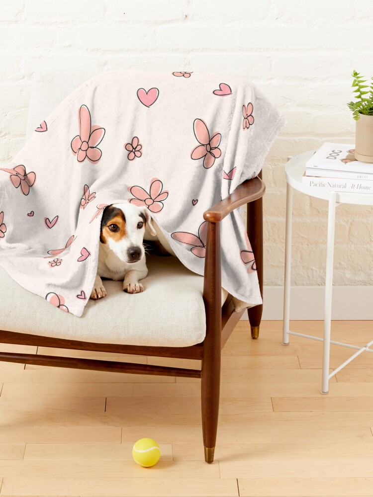 Alternate view of Heartstopper flowers and hearts mix (pink) Pet Blanket