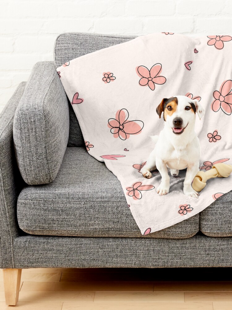 Alternate view of Heartstopper flowers and hearts mix (pink) Pet Blanket