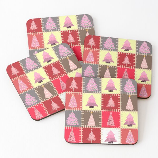Item preview, Pink Christmas Tree Patchwork Pattern designed and sold by Coffee Lifestyle.