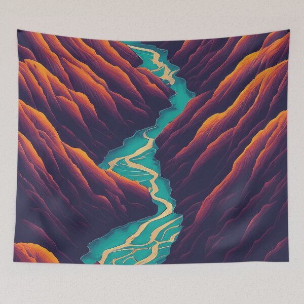 Item preview, River Running Through Valley Of Mountains , Beautiful Painting designed and sold by mariavision.