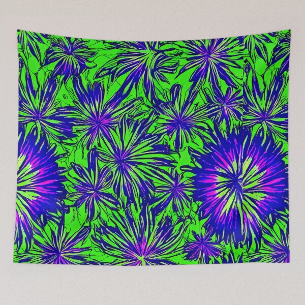 Item preview, Psychedelic Daisies in Green, Fuschia, and Purple designed and sold by ittybittyowl.
