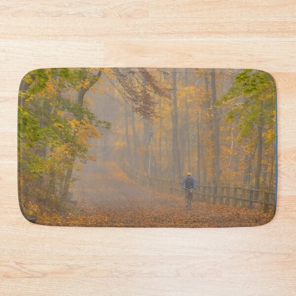 Item preview, USA. Pennsylvania. Wissahickon Valley Park. Autumn. Cyclist in the Fog. designed and sold by vadim19.
