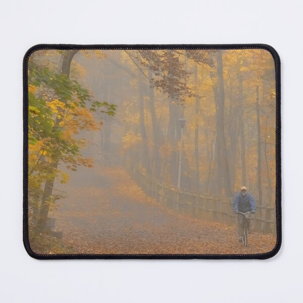 Item preview, USA. Pennsylvania. Wissahickon Valley Park. Autumn. Cyclist in the Fog. designed and sold by vadim19.