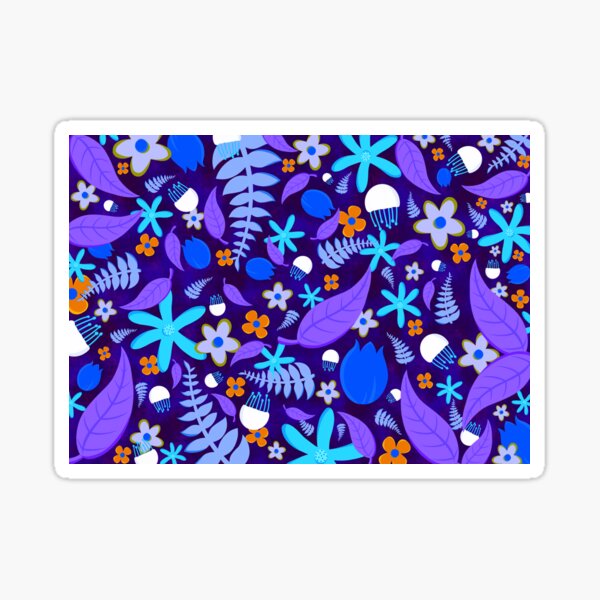 Navy-Blue, Blue-Grey, Cyan, Violet, and Sedona Floral Design. Sticker