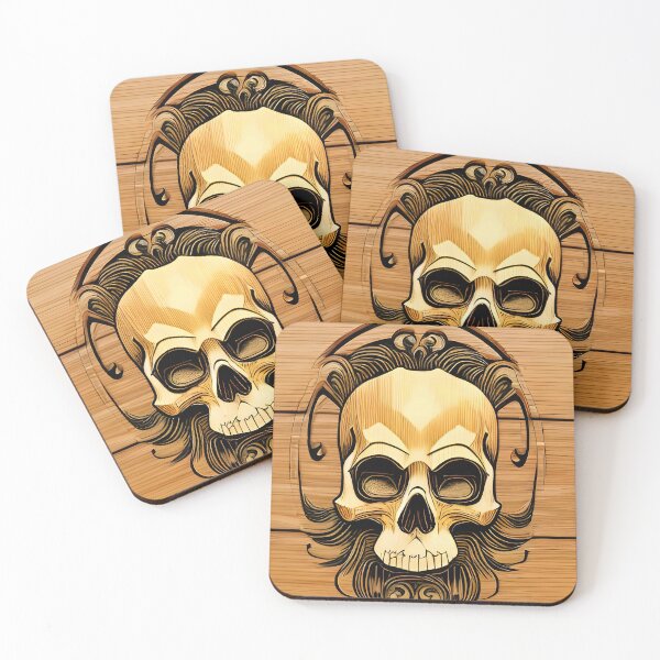 Item preview, Wooden skull with ear phones designed and sold by Gus Wolvius.