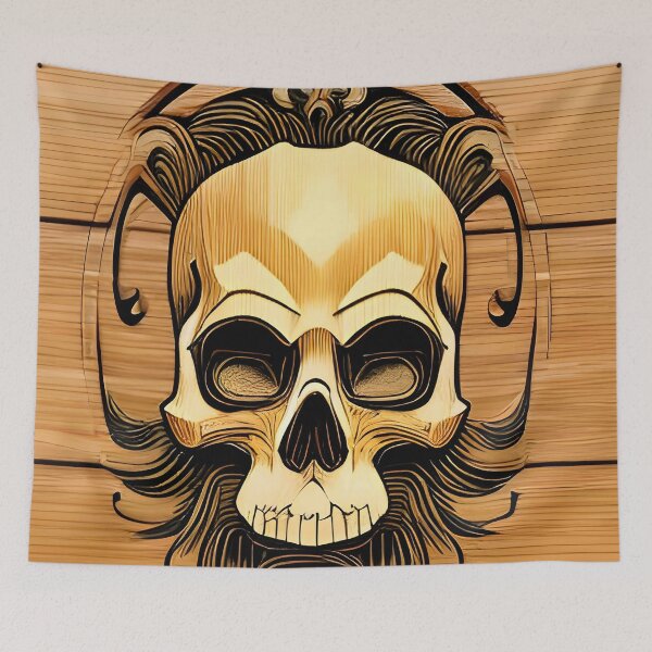 Item preview, Wooden skull with ear phones designed and sold by Gus Wolvius.