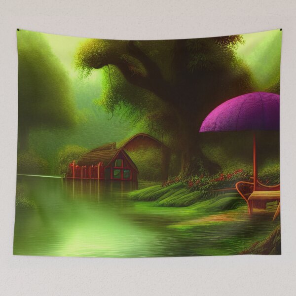 Item preview, Fantasy House In a Greenery Scene, Fantasy Cottagecore designed and sold by NatureFood.