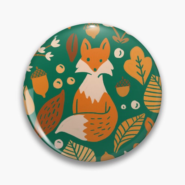 Item preview, Autumn Fox on Emerald Green designed and sold by latheandquill.