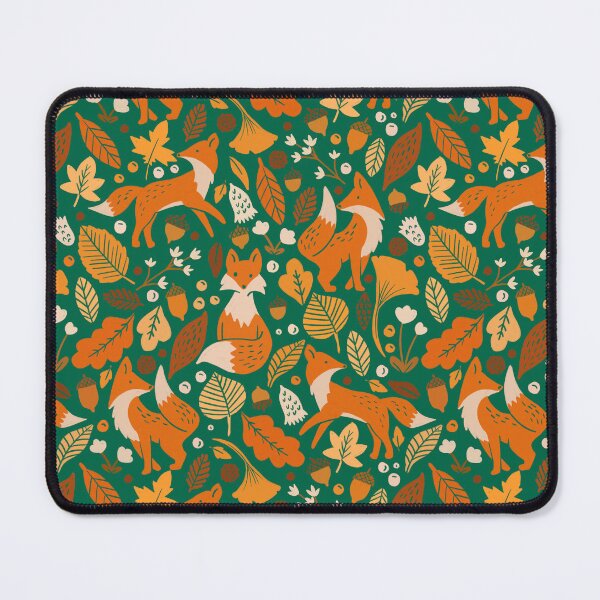 Item preview, Autumn Fox on Emerald Green designed and sold by latheandquill.