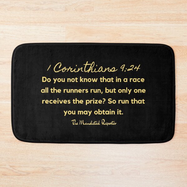 Item preview, Marathon Race Scripture Quote I Corinthians 9:24 - Black and Yellow designed and sold by TheReporter1.
